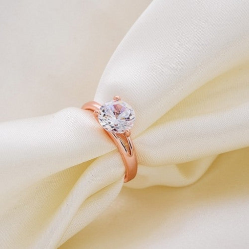 Rose Gold Brand Designer Lady Crystal Zircon Ring