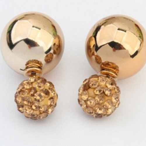 Double Pearl Women Gold Plated Earrings