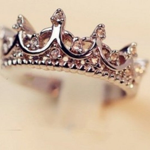 Temperament Woodwork Tail Silver Crown Ring